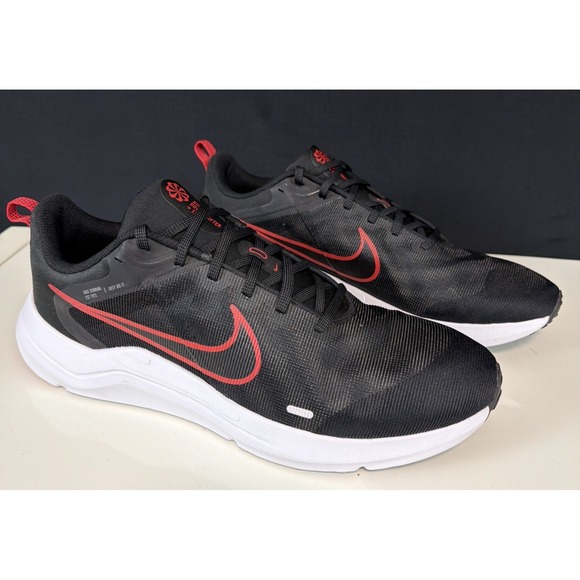 Nike Downshifter 12 Athletic Running Shoes DD9293-003 Black Red Men\'s Size 14